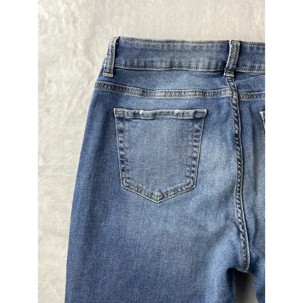 R1893 Women's Denim Bootcut Stretch Distressed Blue Light Wash Jeans Size 10